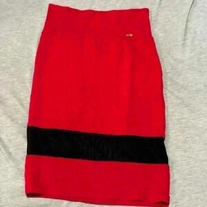 Red and black pencil skirt
